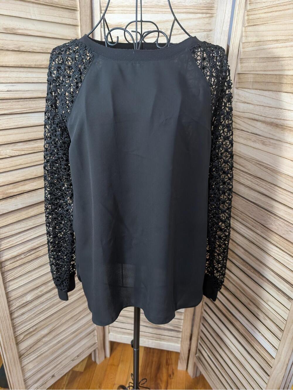 Loft Crochet lace Sleeve sheer blouse Black S